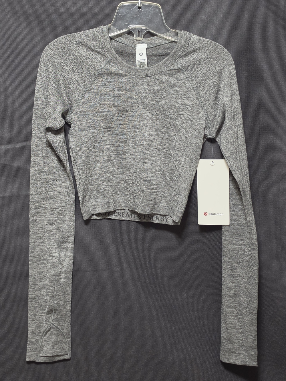 lululemon athletica Gray Marled Long-Sleeve Crop Top